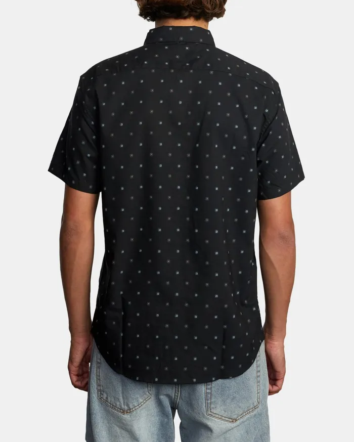 RVCA Mens Shirts That8217Ll Do Slim Fit Short Sleeve Shirt Black Blk Gift 4 You