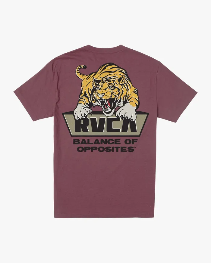 RVCA Mens Short Sleeves Clawed Short Sleeve Tee Cranberry Crn