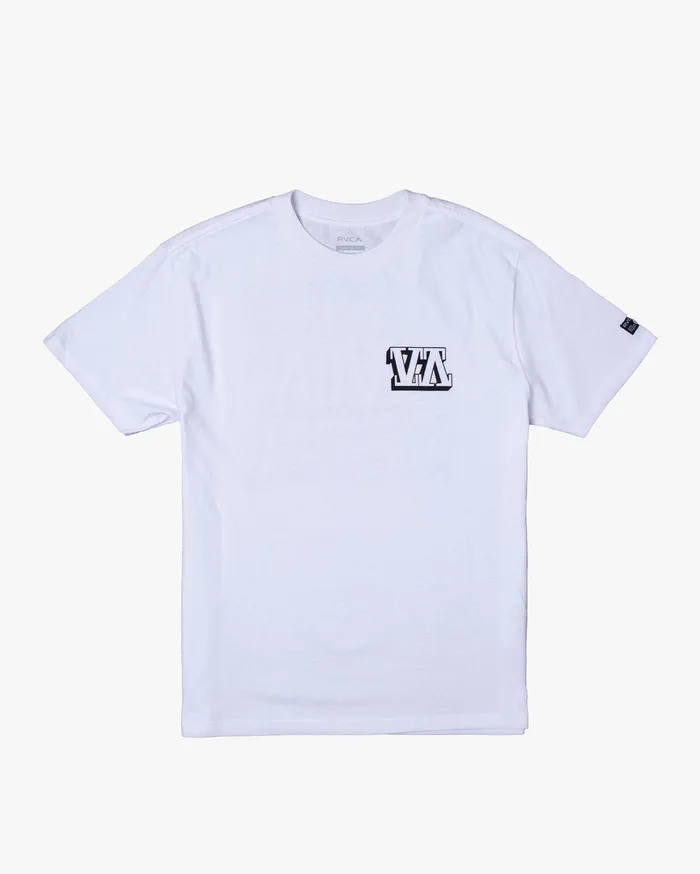 RVCA Mens Short Sleeves Defer Big Block Short Sleeve Tee White Wht