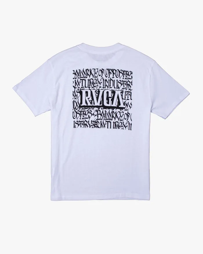 RVCA Mens Short Sleeves Defer Big Block Short Sleeve Tee White Wht