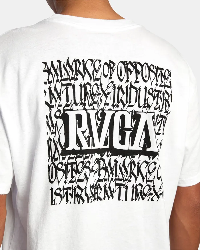 RVCA Mens Short Sleeves Defer Big Block Short Sleeve Tee White Wht