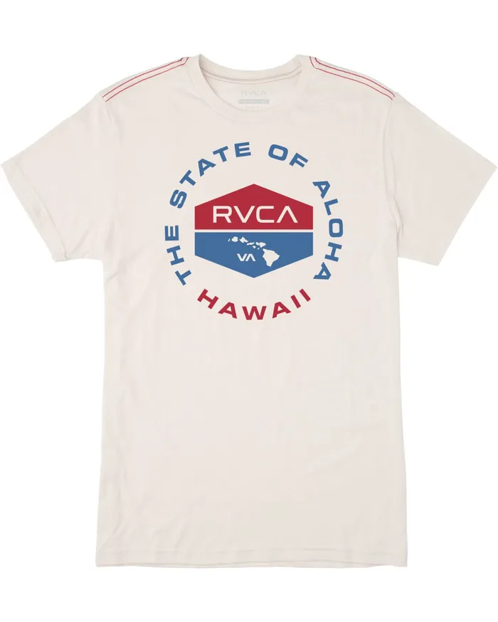 RVCA Mens Short Sleeves Hawaii Focused Short Sleeve Tee Antique White Anw