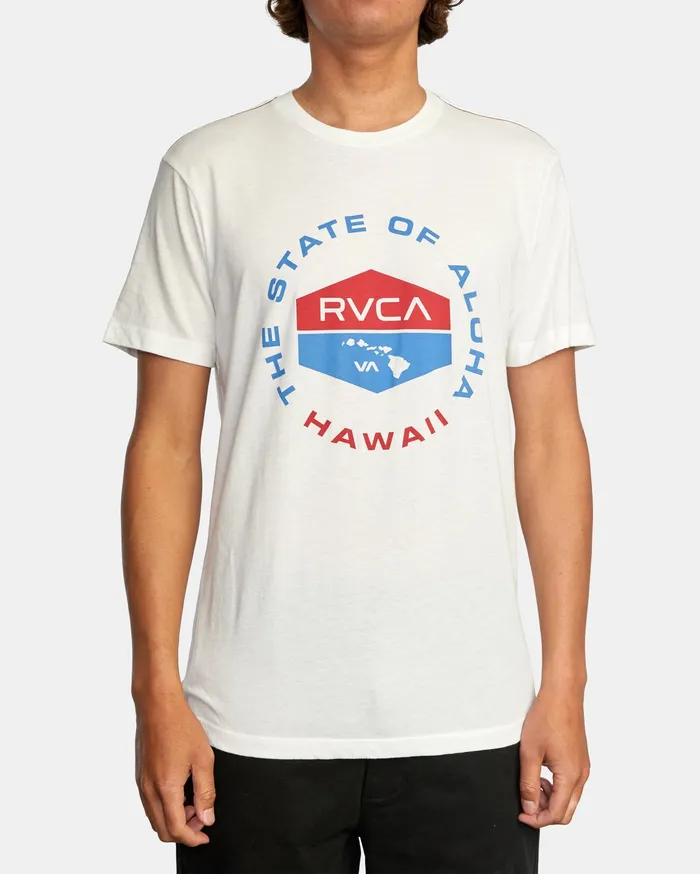 RVCA Mens Short Sleeves Hawaii Focused Short Sleeve Tee Antique White Anw
