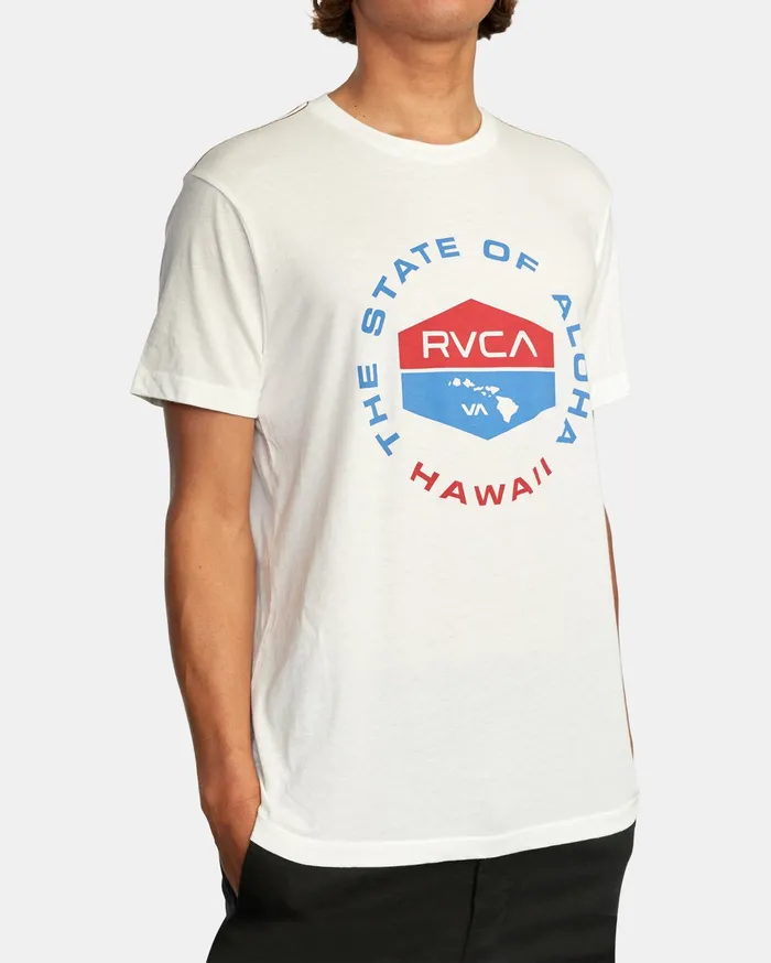 RVCA Mens Short Sleeves Hawaii Focused Short Sleeve Tee Antique White Anw