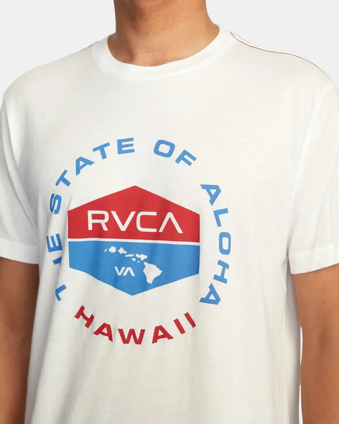 RVCA Mens Short Sleeves Hawaii Focused Short Sleeve Tee Antique White Anw