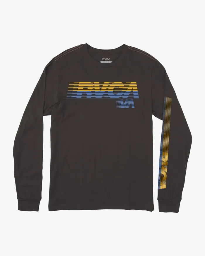 RVCA Mens Short Sleeves La 84 Long Sleeve Tee Pirate Black Ptk