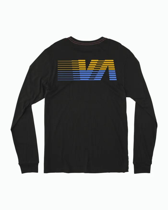 RVCA Mens Short Sleeves La 84 Long Sleeve Tee Pirate Black Ptk