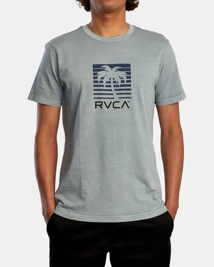 RVCA Mens Short Sleeves Palm Beach Short Sleeve Tee Monument Mon