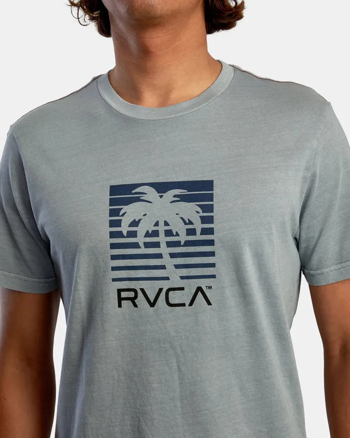 RVCA Mens Short Sleeves Palm Beach Short Sleeve Tee Monument Mon