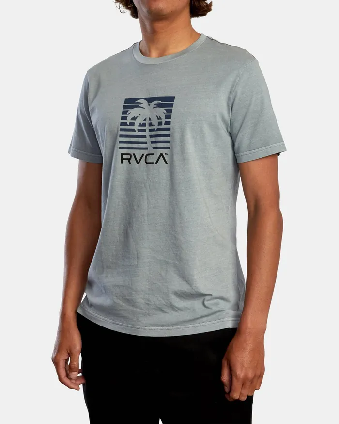 RVCA Mens Short Sleeves Palm Beach Short Sleeve Tee Monument Mon