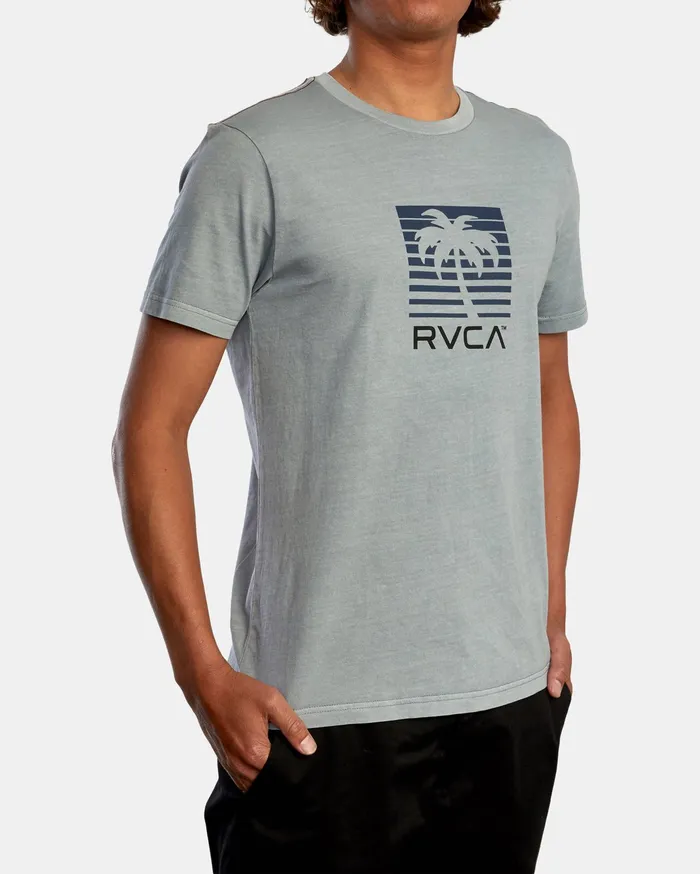 RVCA Mens Short Sleeves Palm Beach Short Sleeve Tee Monument Mon