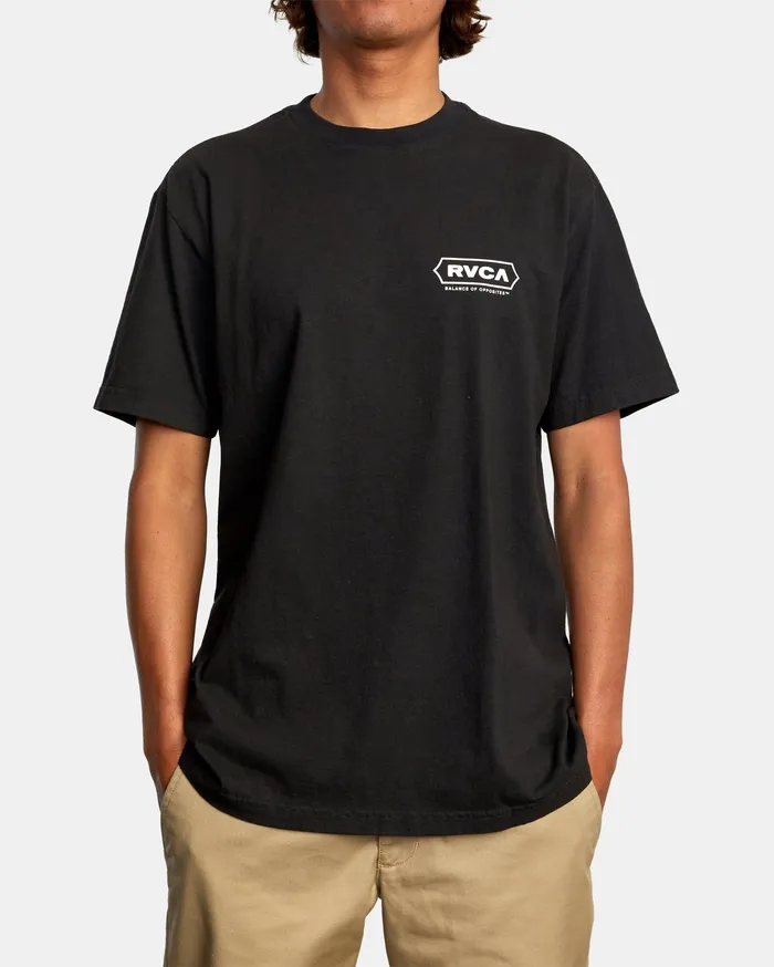 RVCA Mens Short Sleeves Planer Short Sleeve Tee Black Blk