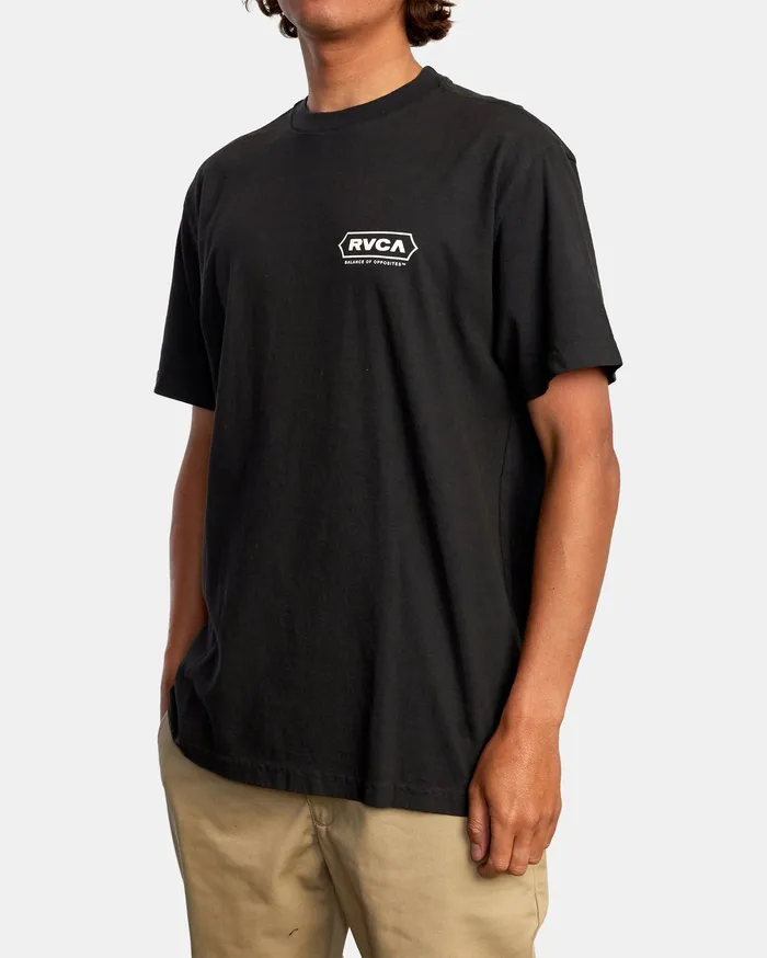RVCA Mens Short Sleeves Planer Short Sleeve Tee Black Blk