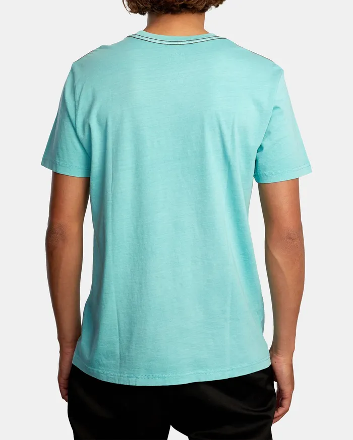 RVCA Mens Short Sleeves Ptc Ii Pigment Short Sleeve Tee Seafoam Sfm