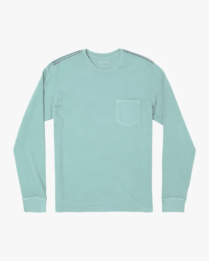 RVCA Mens Short Sleeves Ptc Pigment Long Sleeve Tee Seafoam Sfm