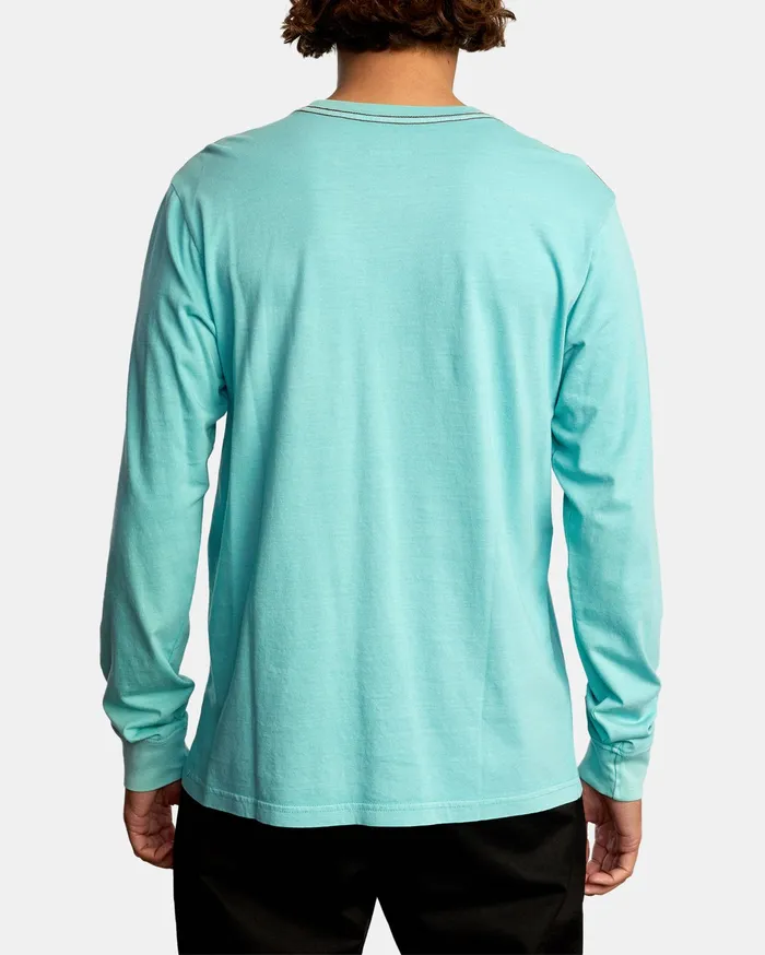 RVCA Mens Short Sleeves Ptc Pigment Long Sleeve Tee Seafoam Sfm
