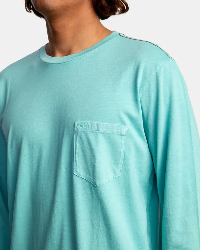 RVCA Mens Short Sleeves Ptc Pigment Long Sleeve Tee Seafoam Sfm