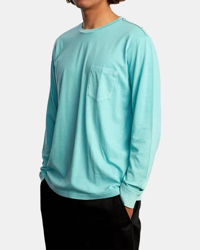 RVCA Mens Short Sleeves Ptc Pigment Long Sleeve Tee Seafoam Sfm