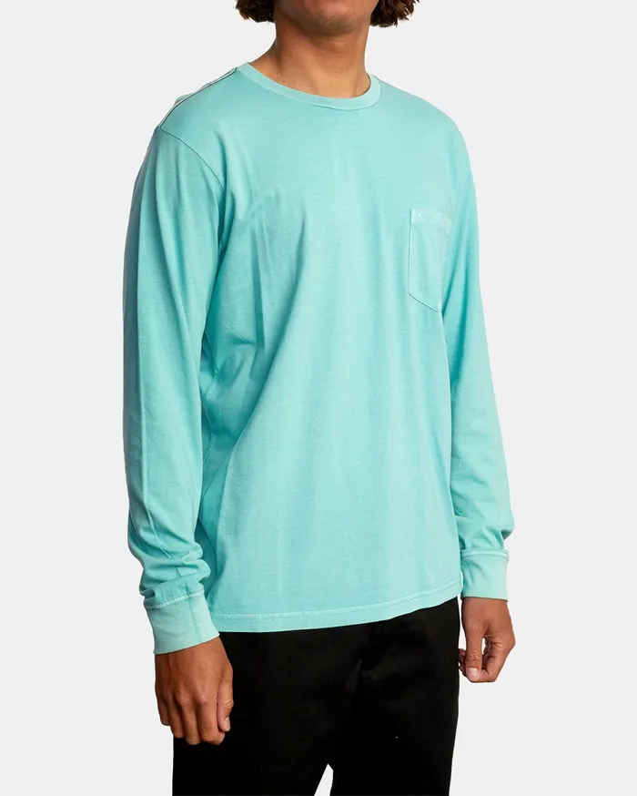 RVCA Mens Short Sleeves Ptc Pigment Long Sleeve Tee Seafoam Sfm