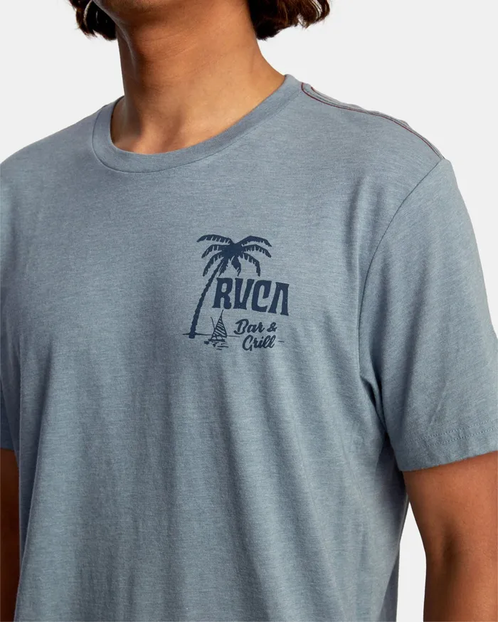 RVCA Mens Short Sleeves Schooner Short Sleeve Tee Slate Slt