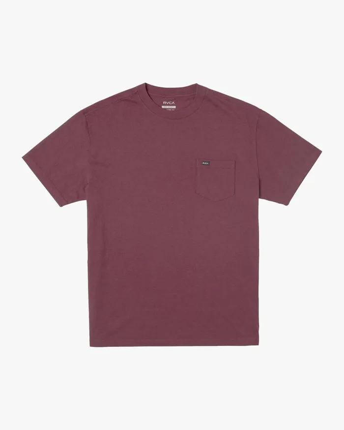 RVCA Mens Short Sleeves Solo Label Pigment Dye Short Sleeve Tee Cranberry Crn RVCA Mens Short Sleeves Solo Label Pigment Dye Short Sleeve Tee Cranberry Crn