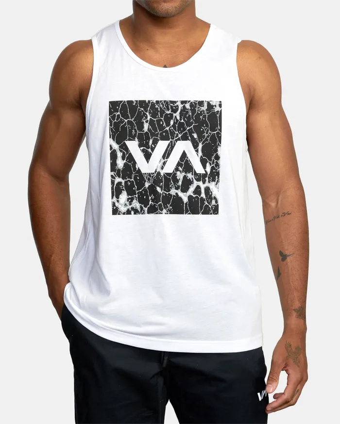 RVCA Mens Short Sleeves Va Box Fill Tank Top White Wht