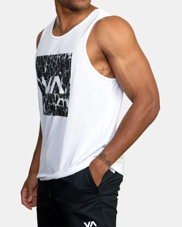 RVCA Mens Short Sleeves Va Box Fill Tank Top White Wht