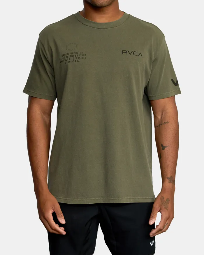 RVCA Mens Short Sleeves Va Sport Big Pin Workout Shirt Olive Olv