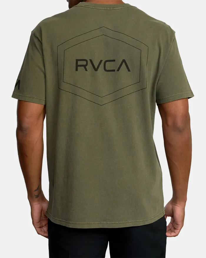 RVCA Mens Short Sleeves Va Sport Big Pin Workout Shirt Olive Olv