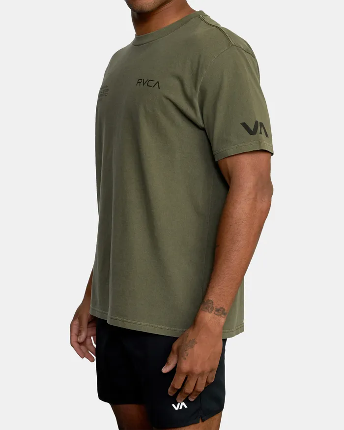 RVCA Mens Short Sleeves Va Sport Big Pin Workout Shirt Olive Olv