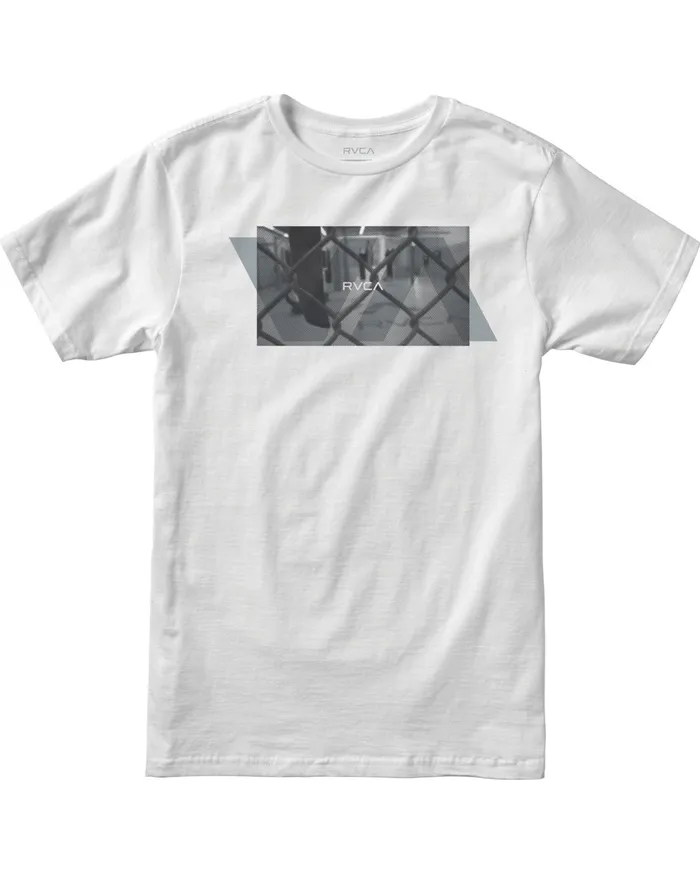 RVCA Mens Short Sleeves Va Sport Gym Lay Workout Shirt White Wht