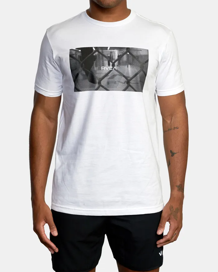 RVCA Mens Short Sleeves Va Sport Gym Lay Workout Shirt White Wht