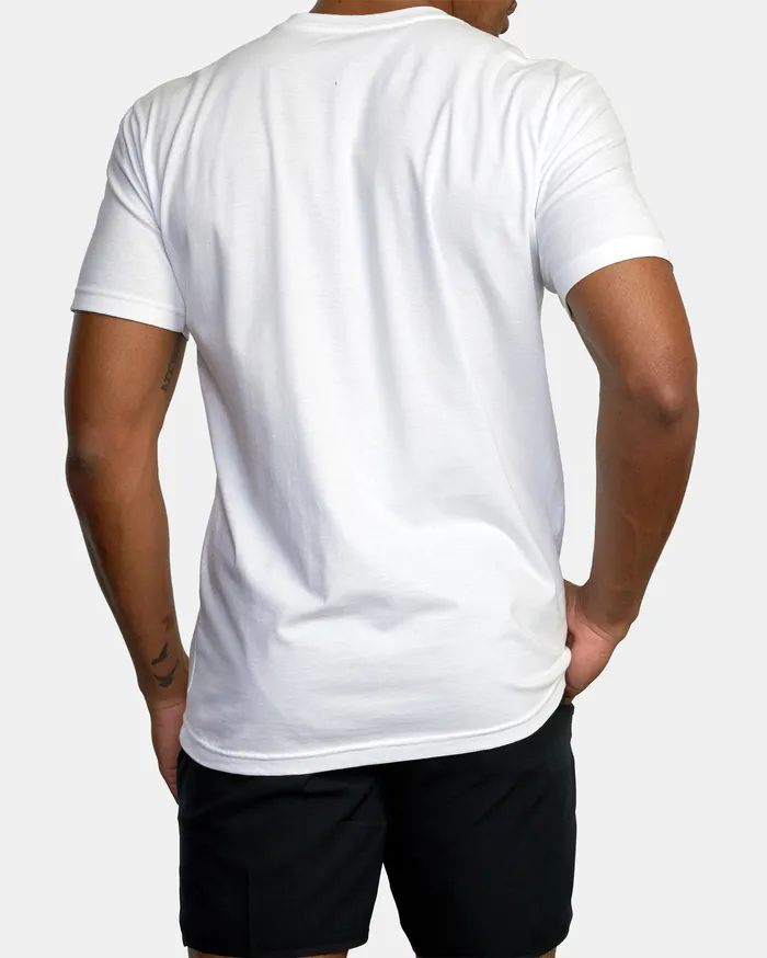 RVCA Mens Short Sleeves Va Sport Gym Lay Workout Shirt White Wht
