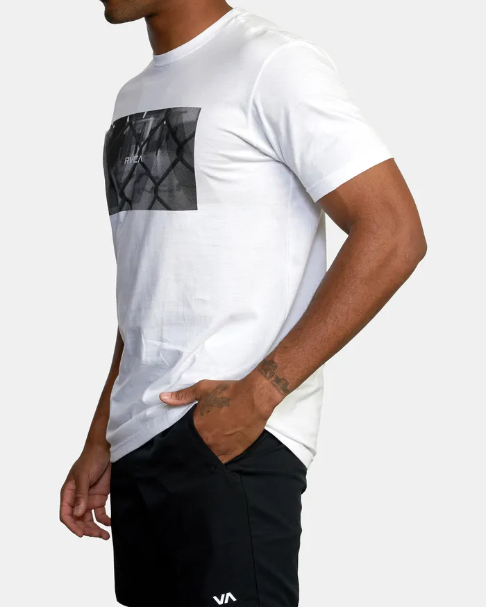 RVCA Mens Short Sleeves Va Sport Gym Lay Workout Shirt White Wht