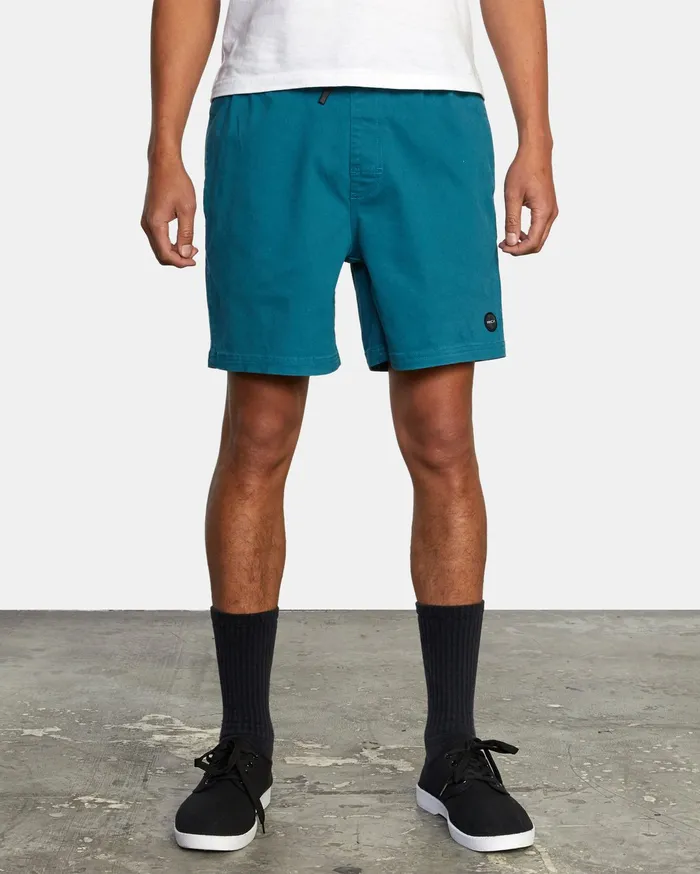RVCA Mens Shorts Escape Elastic Walkshorts 17034 Peacock Blue Bly0 For Sale