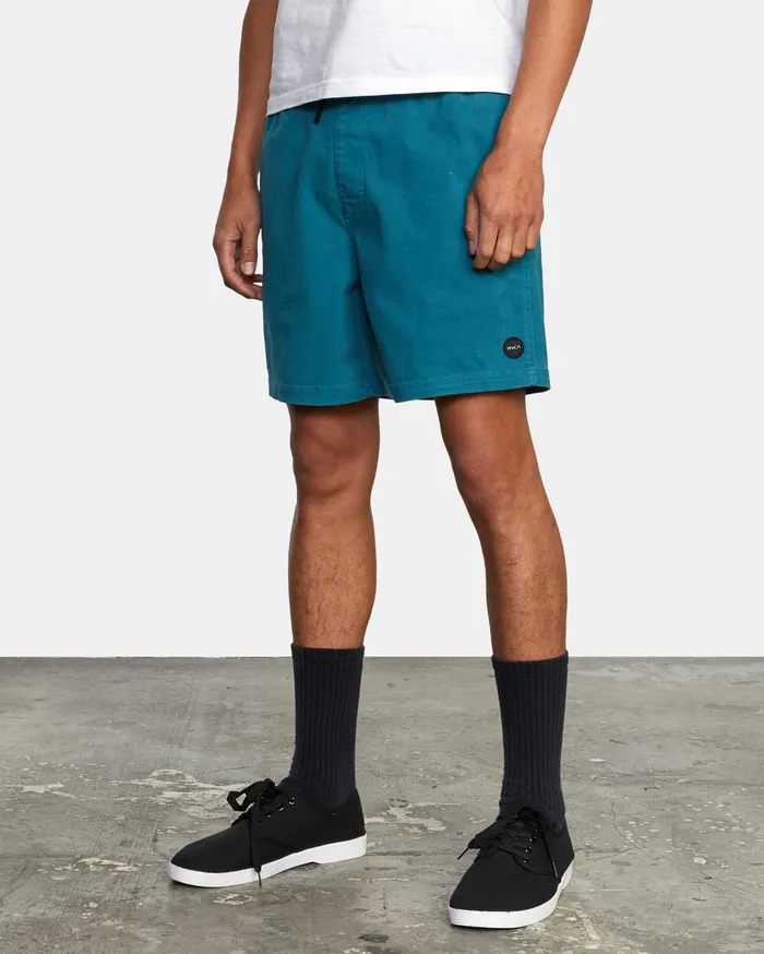 RVCA Mens Shorts Escape Elastic Walkshorts 17034 Peacock Blue Bly0 For Sale
