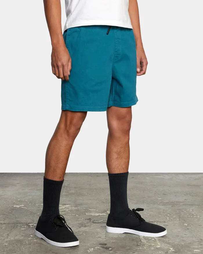 RVCA Mens Shorts Escape Elastic Walkshorts 17034 Peacock Blue Bly0 For Sale