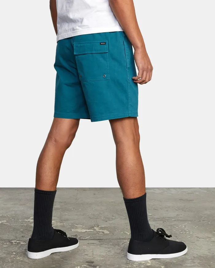 RVCA Mens Shorts Escape Elastic Walkshorts 17034 Peacock Blue Bly0 For Sale