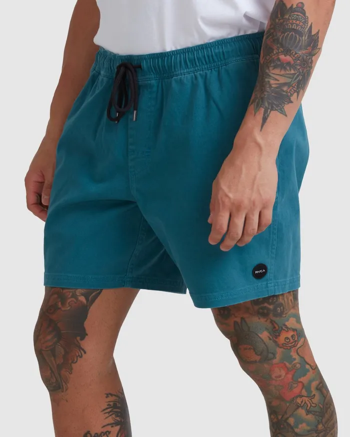 RVCA Mens Shorts Escape Elastic Walkshorts 17034 Peacock Blue Bly0 For Sale
