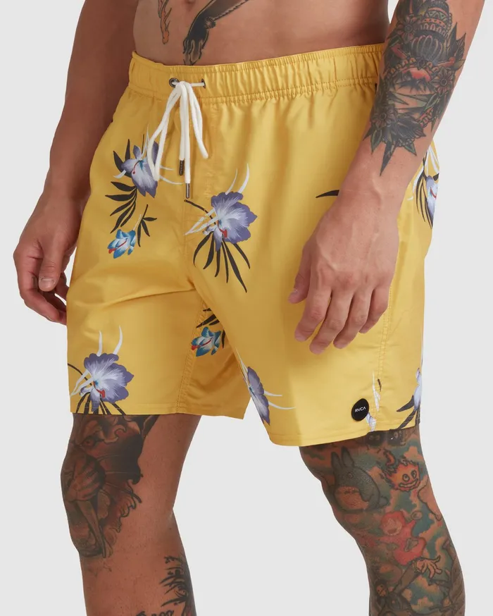 RVCA Mens Shorts Perry Elastic Boardshorts 17034 Gold Gol Gift Ideas