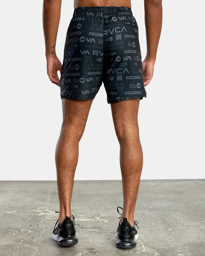 RVCA Mens Shorts Yogger Iv Athletic Shorts 17034 Black Brand All Over Kvc1 Near Me