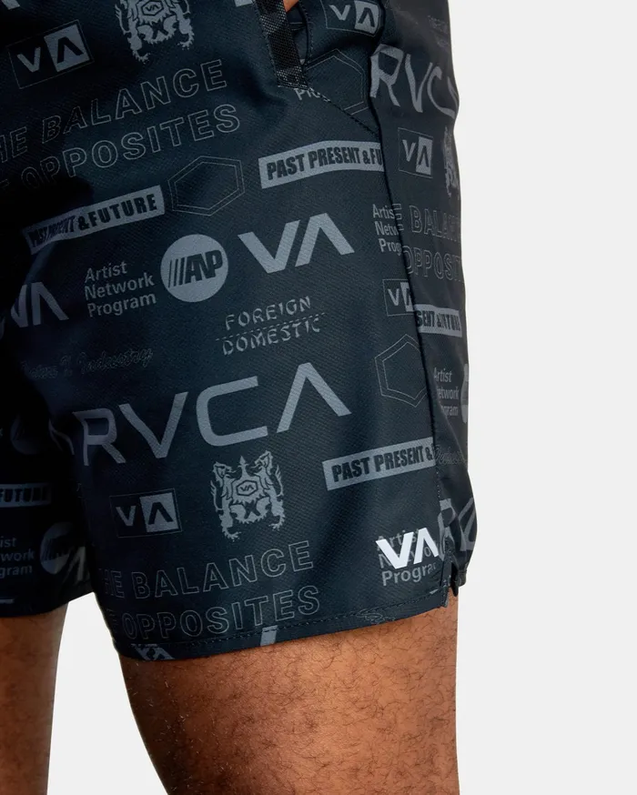 RVCA Mens Shorts Yogger Iv Athletic Shorts 17034 Black Brand All Over Kvc1 Near Me