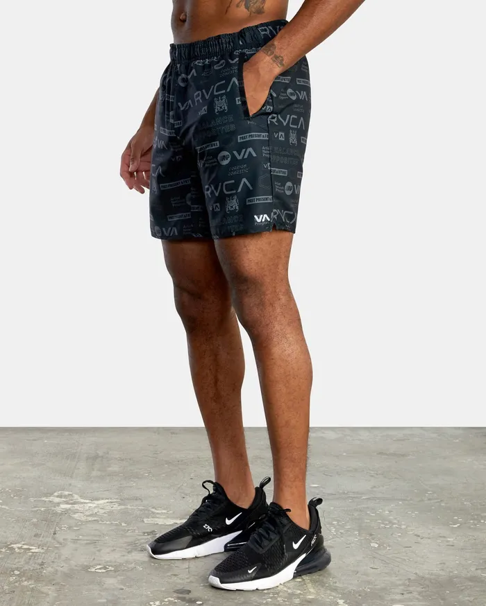 RVCA Mens Shorts Yogger Iv Athletic Shorts 17034 Black Brand All Over Kvc1 Near Me