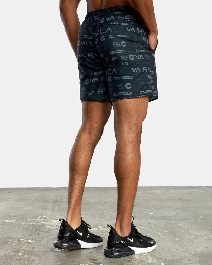 RVCA Mens Shorts Yogger Iv Athletic Shorts 17034 Black Brand All Over Kvc1 Near Me