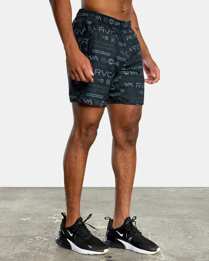 RVCA Mens Shorts Yogger Iv Athletic Shorts 17034 Black Brand All Over Kvc1 Near Me