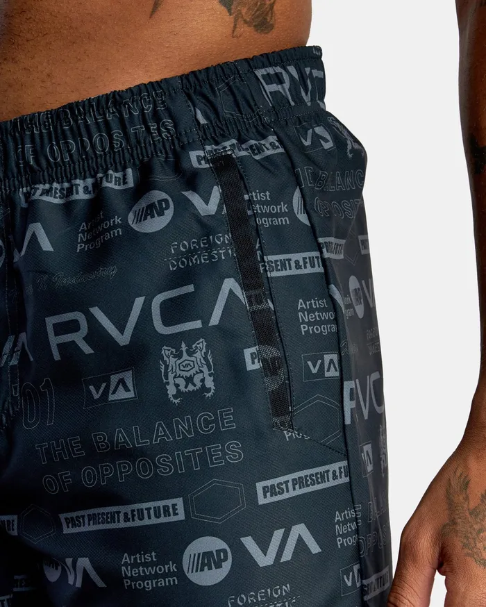 RVCA Mens Shorts Yogger Iv Athletic Shorts 17034 Black Brand All Over Kvc1 Near Me