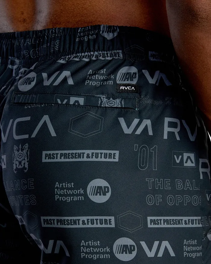 RVCA Mens Shorts Yogger Iv Athletic Shorts 17034 Black Brand All Over Kvc1 Near Me