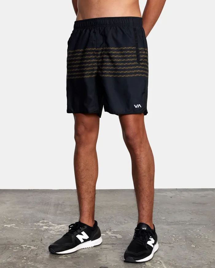 RVCA Mens Shorts Yogger Iv Athletic Shorts 17034 BlackGreen Bkg Cheap On Sale
