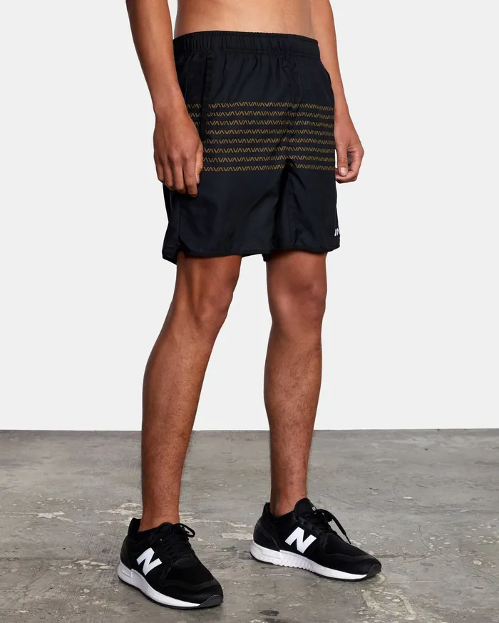 RVCA Mens Shorts Yogger Iv Athletic Shorts 17034 BlackGreen Bkg Cheap On Sale