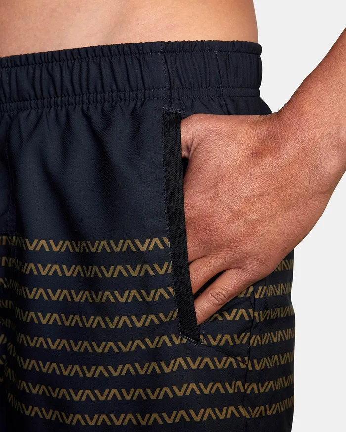 RVCA Mens Shorts Yogger Iv Athletic Shorts 17034 BlackGreen Bkg Cheap On Sale